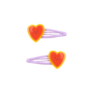 Tiny Cottons Tiny Cottons | Heart hair clips set | Summer red