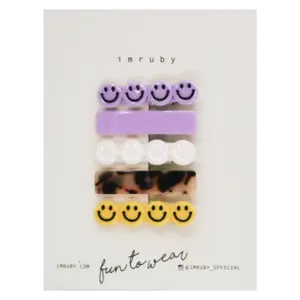 Imruby Imruby | Smiley set 5 lilac + yellow hairclips