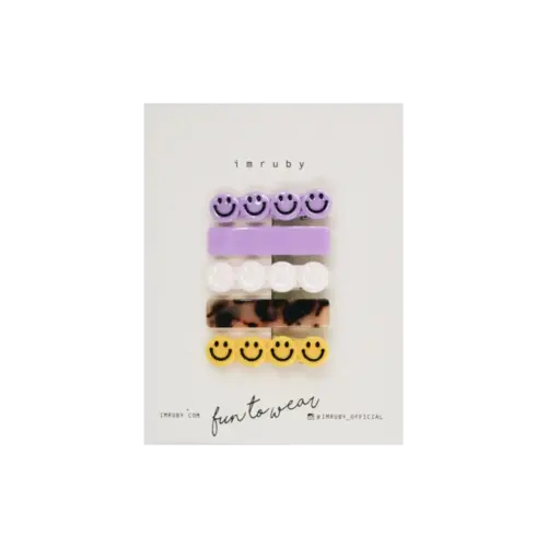 Imruby Imruby | Smiley set 5 lilac + yellow hairclips