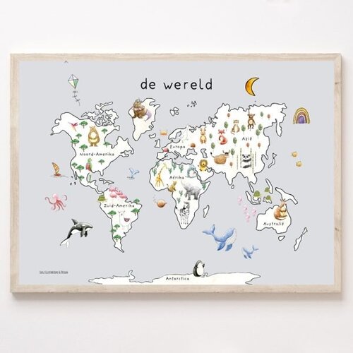 Juulz Juulz | Poster wereldkaart 30x40 Juulz Juulz | Poster wereldkaart 30x40