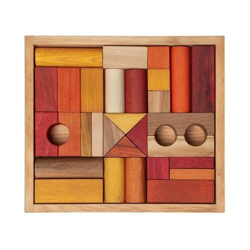 Wooden Story Wooden Story | Houten Blokken in bak Warm 30 stuks Wooden Story Wooden Story | Houten Blokken in bak Warm 30 stuks
