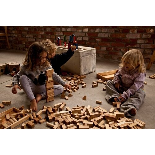 Wooden Story Wooden Story | Houten Blokken in bak XL Naturel 63 stuks Wooden Story Wooden Story | Houten Blokken in bak XL Naturel 63 stuks