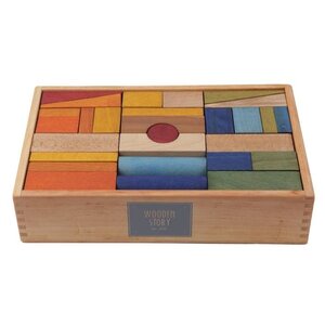 Wooden Story Wooden Story | Houten Blokken in bak XL Regenboog 63 stuks Wooden Story Wooden Story | Houten Blokken in bak XL Regenboog 63 stuks