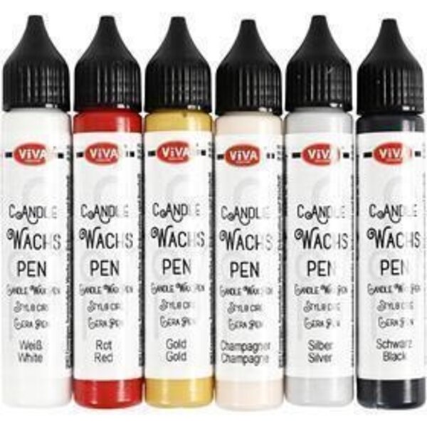 Kaarsversierpen, standaardkleuren, 6x28 ml/ 1 doos