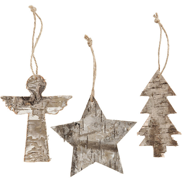 Creativ Company Kerstornamenten, H: 10 cm, B: 8 cm, 3 stuk/ 1 doos