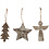 Creativ Company Kerstornamenten, H: 10 cm, B: 8 cm, 3 stuk/ 1 doos
