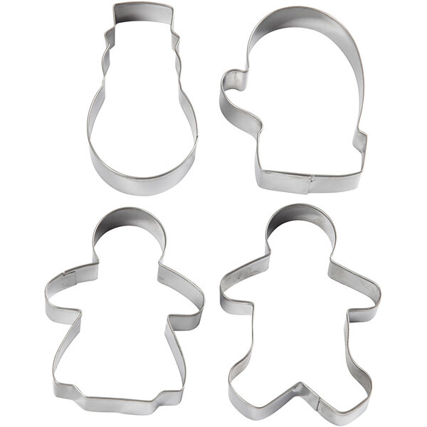Creativ Company Uitsteekvormen, sneeuwpop, handschoen, peperkoekevrouwtje - en mannetje, H: 8 cm, 4 stuk/ 1 doos