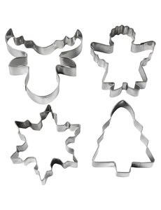 Creativ Company Uitsteekvormen, kerstboom, engel, rendier, sneeuwvlok, H: 8 cm, 4 stuk/ 1 doos