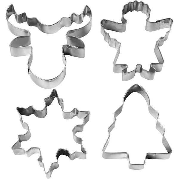 Creativ Company Uitsteekvormen, kerstboom, engel, rendier, sneeuwvlok, H: 8 cm, 4 stuk/ 1 doos