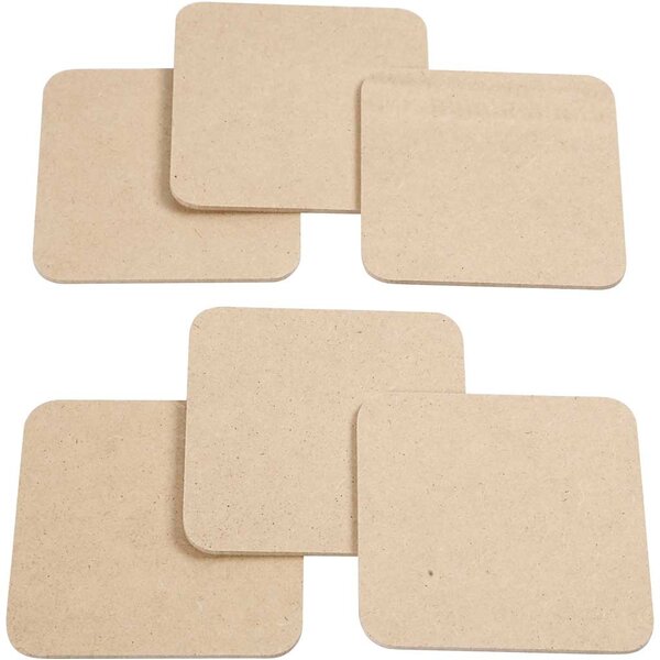 Onderzetters, afm 10x10 cm, dikte 3 mm, 6 stuk/ 1 doos