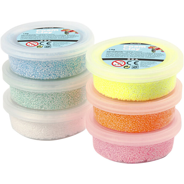 Foam Clay Foam Clay®, glitter, pastelkleuren, 6x14 gr/ 1 doos
