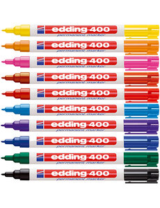  Edding Markers 400, lijndikte 1 mm, diverse kleuren, 10 stuk/ 1 doos