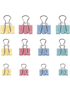 Creativ Company Foldback clips, B: 15-19-25 mm, pastelkleuren, 30 div/ 1 doos