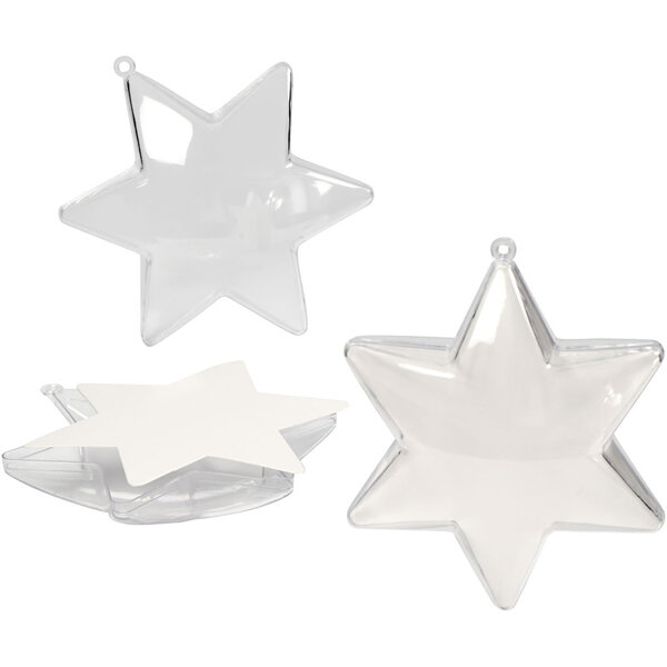 Creativ Company Deco ster, H: 10 cm, transparant, 5 stuk/ 1 doos