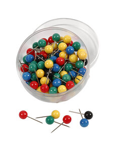 Creativ Company Kaart pinnen, L: 17 mm, d 6 mm, diverse kleuren, 100 div/ 1 doos