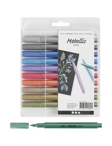 Creativ Company Metallic marker, lijndikte 2-4 mm, metallic kleuren, 12 stuk/ 1 doos