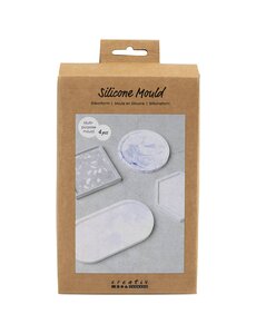 Creativ Company Siliconen vormen, Vierkant, cirkel, zeskant en ovaal, H: 1-1,5 cm, d 9-11,2 cm, 4 stuk/ 1 doos