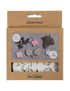 Creativ Company Siliconen vormen, Bladeren en bloemen, H: 0,5 cm, L: 1,8-4,5 cm, 4 stuk/ 1 stuk