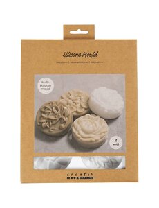 Creativ Company Siliconen vormen, Cirkel met bloemmotief , L: 6,8 cm, B: 2,3 cm, 4 stuk/ 1 doos