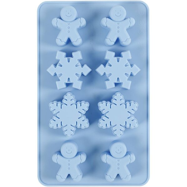 Creativ Company Siliconen vormen, ijskristallen en cookieman, H: 2,5 cm, L: 3 cm, B: 4,5 cm, 12,5 ml, 1 stuk