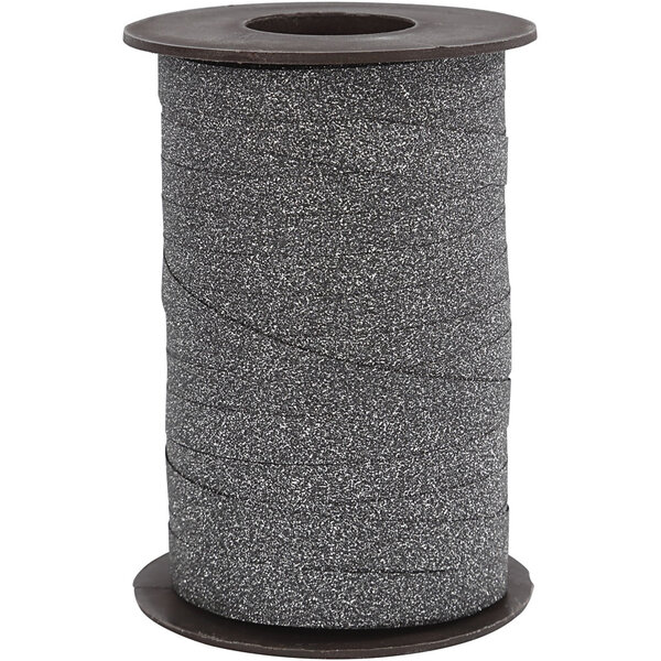 Creativ Company Cadeaulint, B: 10 mm, glitter, zwart, 100 m/ 1 rol