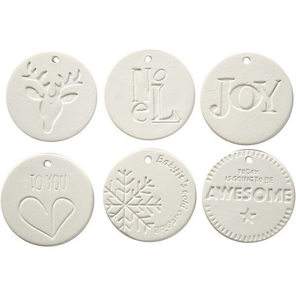 Creativ Company Ornamenten om te hangen, afm 7x7 cm, dikte 0,6 cm, wit, 24 stuk/ 1 doos