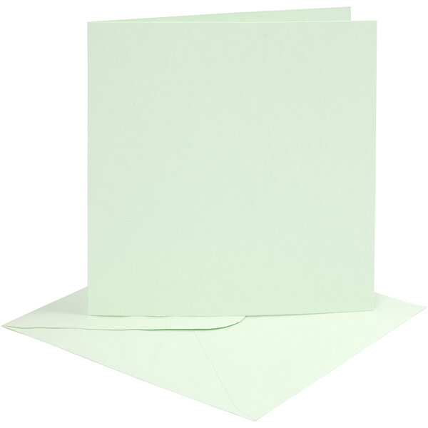 Creativ Company Kaarten en enveloppen, afmeting kaart 15,2x15,2 cm, afmeting envelop 16x16 cm, 210 gr, lichtgroen, 4 set/ 1 doos