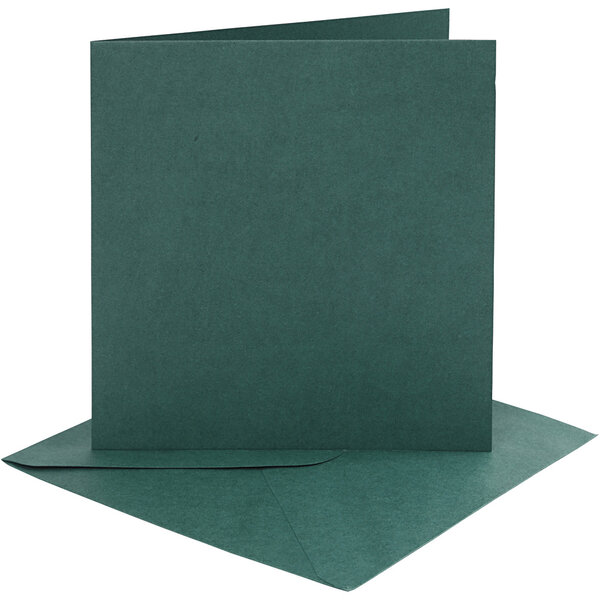 Creativ Company Kaarten en enveloppen, afmeting kaart 15,2x15,2 cm, afmeting envelop 16x16 cm, 230 gr, donkergroen, 4 set/ 1 doos