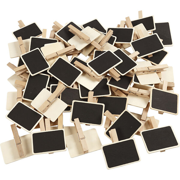 Creativ Company Schoolbord met wasknijpers, afm 6,8x4,7 cm, 100 stuk/ 1 doos