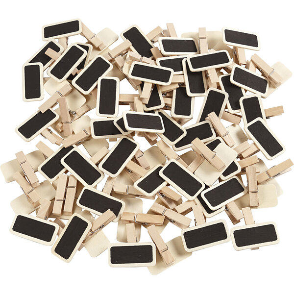 Creativ Company Schoolbord met wasknijpers, afm 4x2 cm, 100 stuk/ 1 doos
