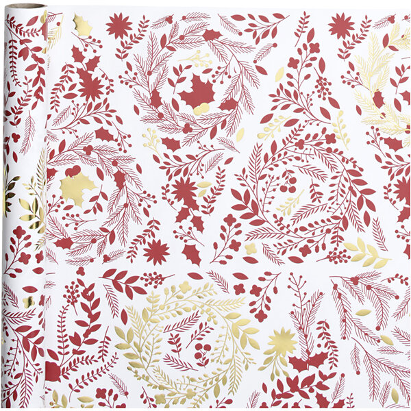 Creativ Company Inpakpapier, kerstbomen, B: 50 cm, 80 gr, goud, rood, wit, 3 m/ 1 rol