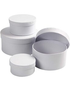 Creativ Company Ronde Dozen, H: 4+5+6+7 cm, d 8+10+12+14 cm, wit, 4 stuk/ 1 set