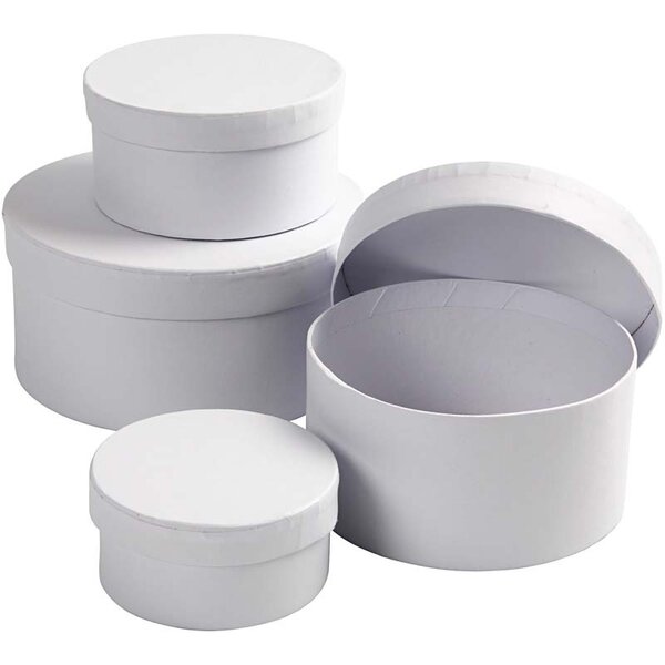 Creativ Company Ronde Dozen, H: 4+5+6+7 cm, d 8+10+12+14 cm, wit, 4 stuk/ 1 set