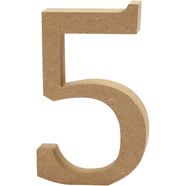 Creativ Company Cijfer, 5, H: 13 cm, dikte 2 cm, 1 stuk