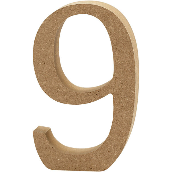 Creativ Company Cijfer, 9, H: 13 cm, dikte 2 cm, 1 stuk