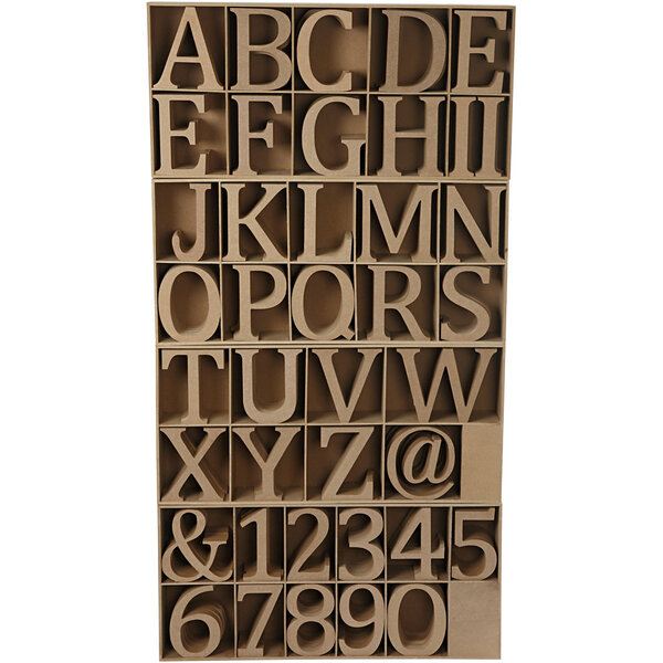 Creativ Company Houten letters, cijfers en tekens, H: 13 cm, dikte 2 cm, 160 stuk/ 1 doos