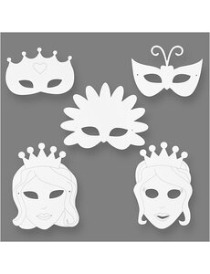 Creativ Company Sprookjesmaskers, H: 13,5-25 cm, B: 17-25 cm, 230 gr, wit, 16 stuk/ 1 doos