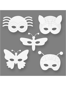 Creativ Company Insectenmaskers, H: 14-17 cm, B: 19,5-23 cm, 230 gr, wit, 16 stuk/ 1 doos