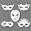 Creativ Company Theatermaskers, H: 8,5-19 cm, B: 15-20,5 cm, 230 gr, wit, 16 stuk/ 1 doos