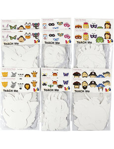 Creativ Company Maskers van karton, H: 15-22 cm, B: 24-25 cm, wit, 192 stuk/ 1 doos
