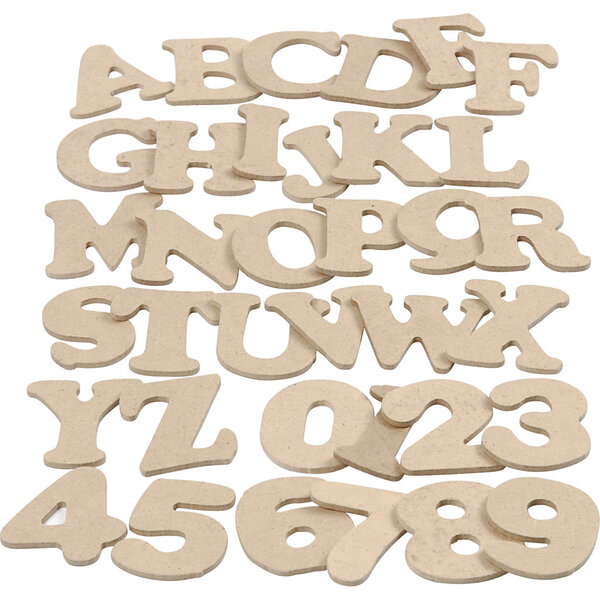 Creativ Company Houten letters & cijfers, H: 4 cm, dikte 2,5 mm, 36x10 doos/ 1 doos