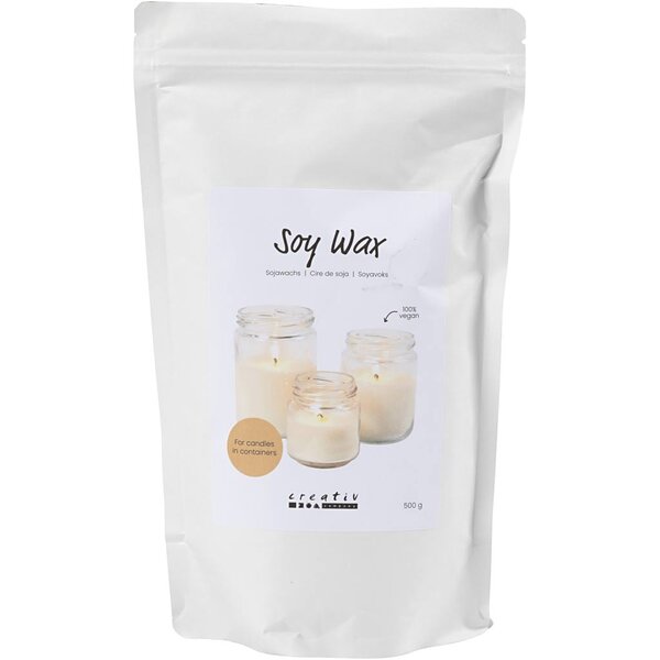 Creativ Company Sojawas, Voor kaarsen in potten, crème, 500 gr/ 1 doos