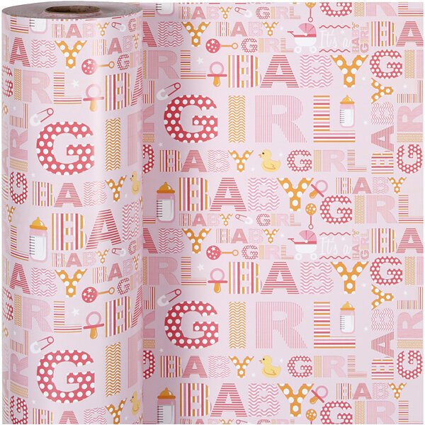 Creativ Company Inpakpapier, baby girl, B: 50 cm, 80 gr, 150 m/ 1 rol