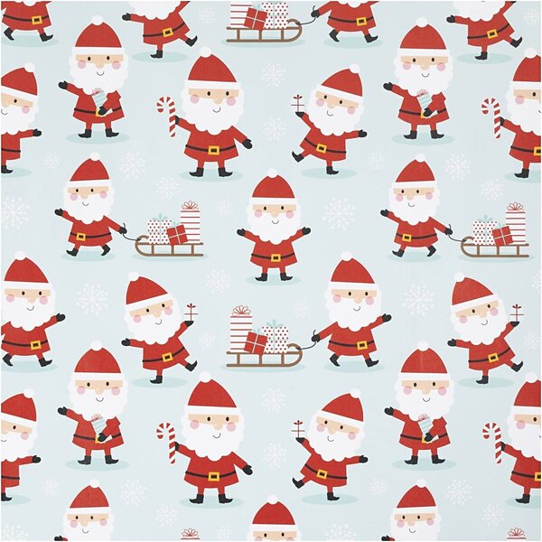 Creativ Company Inpakpapier, Kerstman met slee, B: 50 cm, 80 gr, mint groen, 100 m/ 1 rol