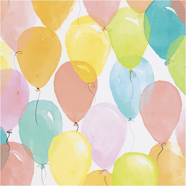 Creativ Company Inpakpapier, Ballonnen, B: 50 cm, 80 gr, pastelkleuren, 100 m/ 1 rol