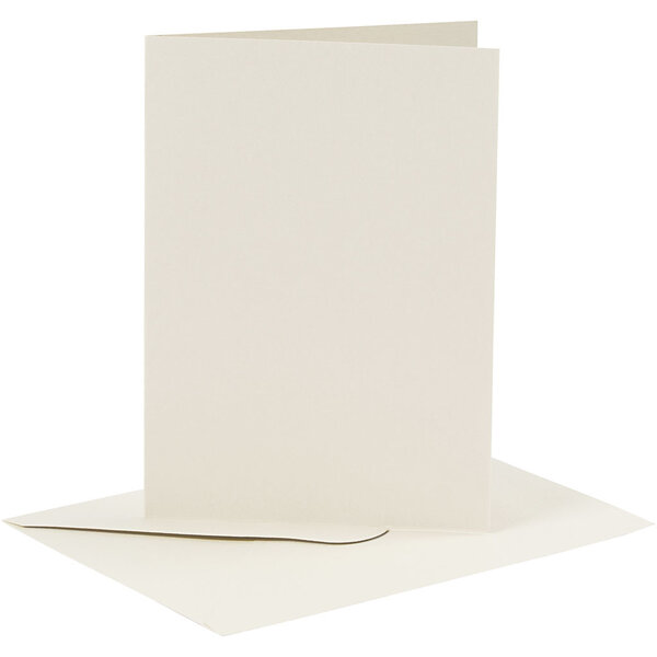 Creativ Company Kaarten en enveloppen, afmeting kaart 10,5x15 cm, afmeting envelop 11,5x16,5 cm, 110+230 gr, off-white, 6 set/ 1 doos