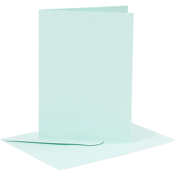 Creativ Company Kaarten en enveloppen, afmeting kaart 10,5x15 cm, afmeting envelop 11,5x16,5 cm, 110+220 gr, lichtblauw, 6 set/ 1 doos