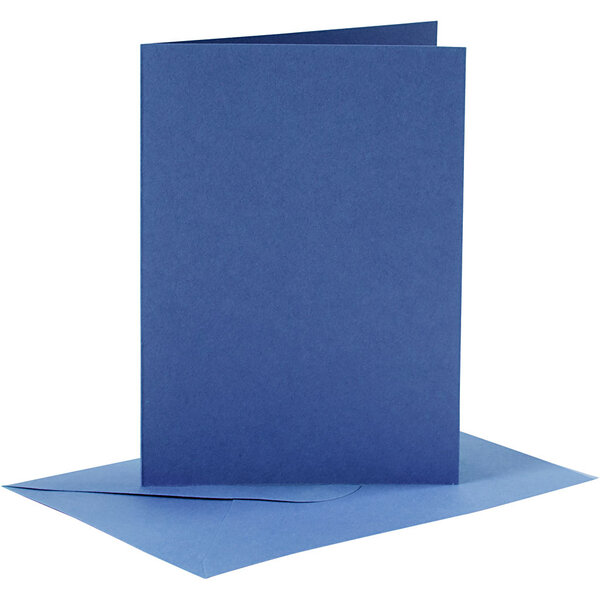 Creativ Company Kaarten en enveloppen, afmeting kaart 10,5x15 cm, afmeting envelop 11,5x16,5 cm, 110+220 gr, blauw, 6 set/ 1 doos