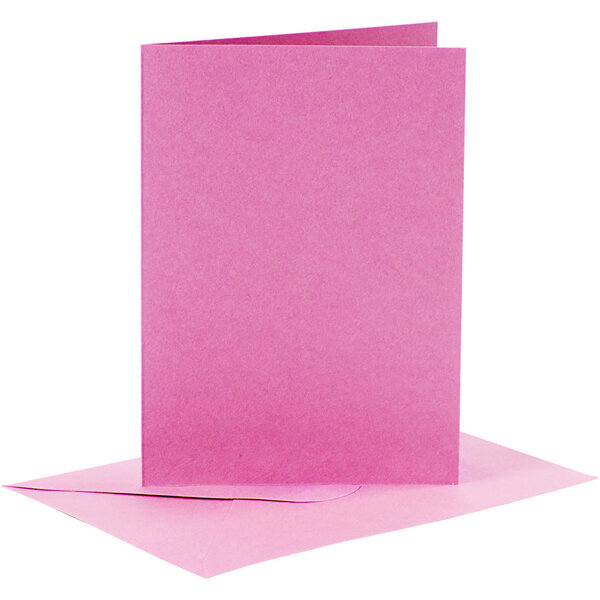 Creativ Company Kaarten en enveloppen, afmeting kaart 10,5x15 cm, afmeting envelop 11,5x16,5 cm, 110+220 gr, roze, 6 set/ 1 doos