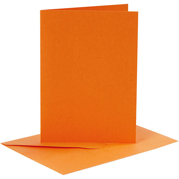 Creativ Company Kaarten en enveloppen, afmeting kaart 10,5x15 cm, afmeting envelop 11,5x16,5 cm, 110+220 gr, oranje, 6 set/ 1 doos
